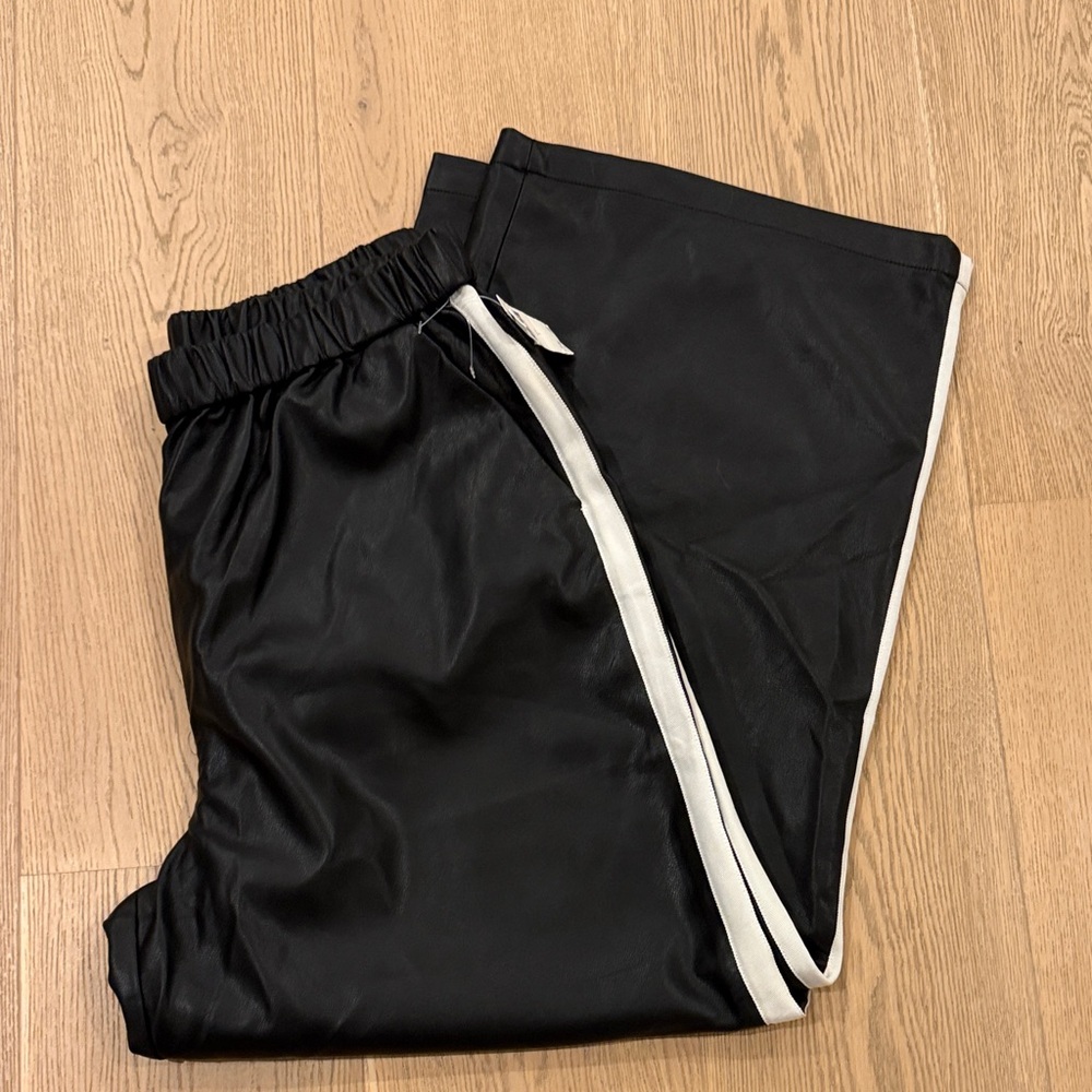Maeve Black Leather Detail Pants
